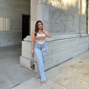 Light Blue Distressed Women Jeans